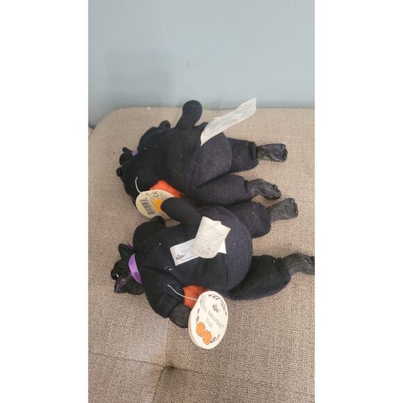 Vintage 1990s Russ Berrie Li’l Treaters “Trick” Black Cat Plush Set of 2 –... - Picture 4 of 4